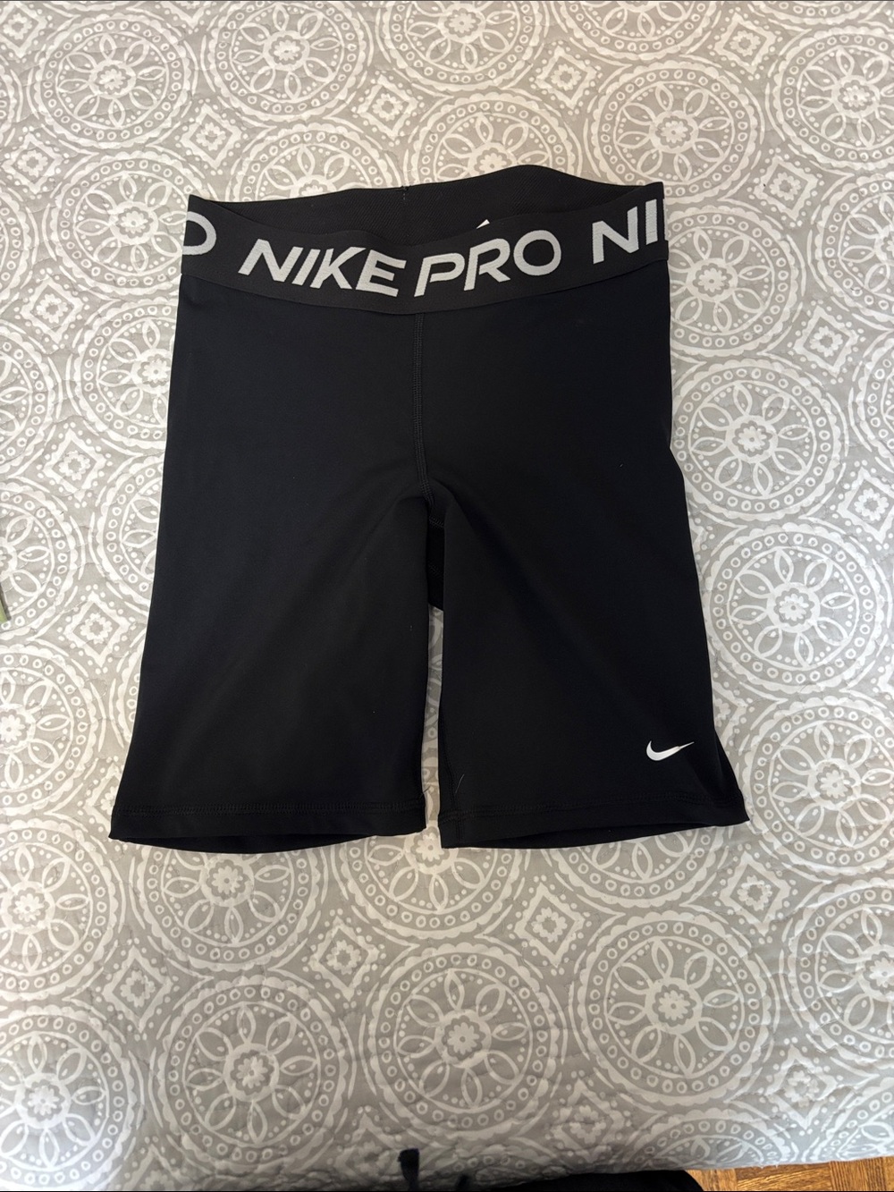 Nike Black Pro Compression Bike Shorts with White Swoosh